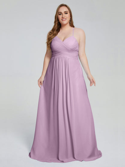 Julianna Modest Spaghetti Straps Plus Size Bridesmaid Dresses