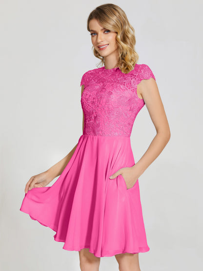 Alana Lace Cap Sleeves Short Bridesmaid Dress