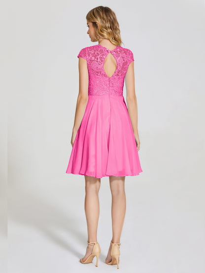 Alana Lace Cap Sleeves Short Bridesmaid Dress