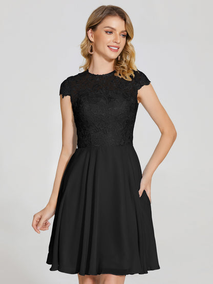Alana Lace Cap Sleeves Short Bridesmaid Dress