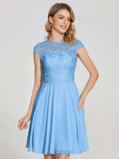Alana Lace Cap Sleeves Short Bridesmaid Dress