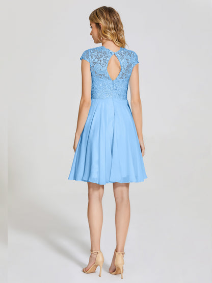 Alana Lace Cap Sleeves Short Bridesmaid Dress