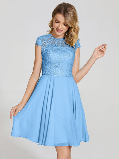 Alana Lace Cap Sleeves Short Bridesmaid Dress