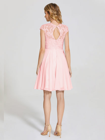 Alana Lace Cap Sleeves Short Bridesmaid Dress