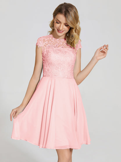 Alana Lace Cap Sleeves Short Bridesmaid Dress