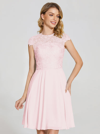 Alana Lace Cap Sleeves Short Bridesmaid Dress
