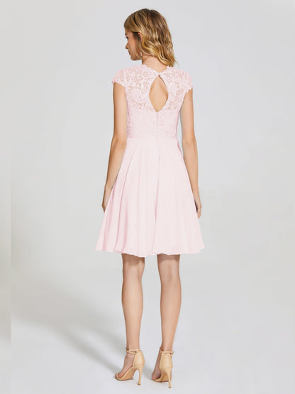 Alana Lace Cap Sleeves Short Bridesmaid Dress