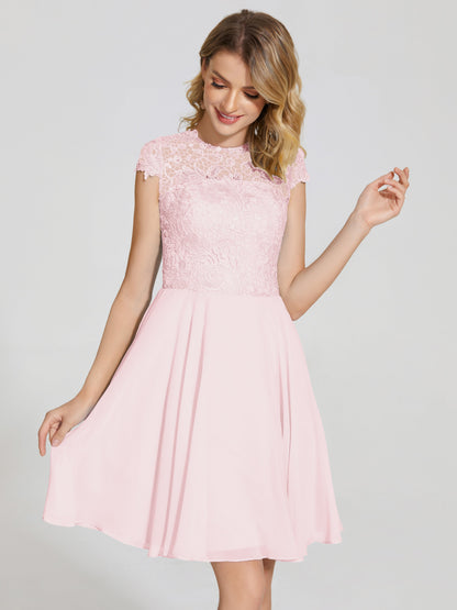 Alana Lace Cap Sleeves Short Bridesmaid Dress