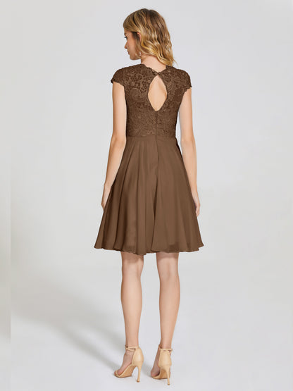 Alana Lace Cap Sleeves Short Bridesmaid Dress