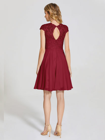 Alana Lace Cap Sleeves Short Bridesmaid Dress
