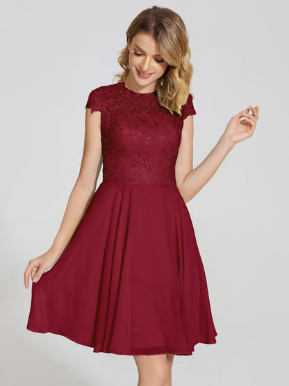 Alana Lace Cap Sleeves Short Bridesmaid Dress