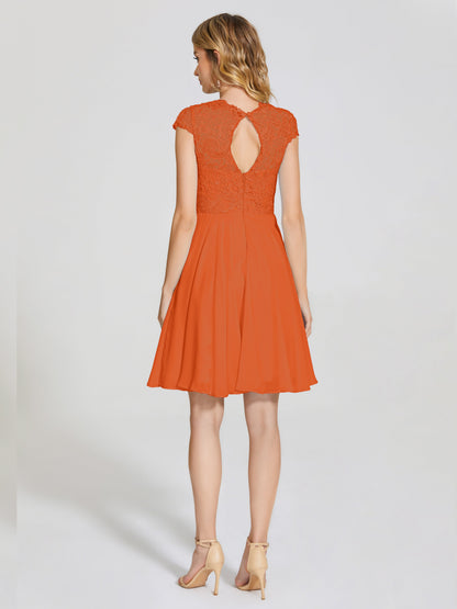 Alana Lace Cap Sleeves Short Bridesmaid Dress