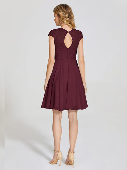 Alana Lace Cap Sleeves Short Bridesmaid Dress