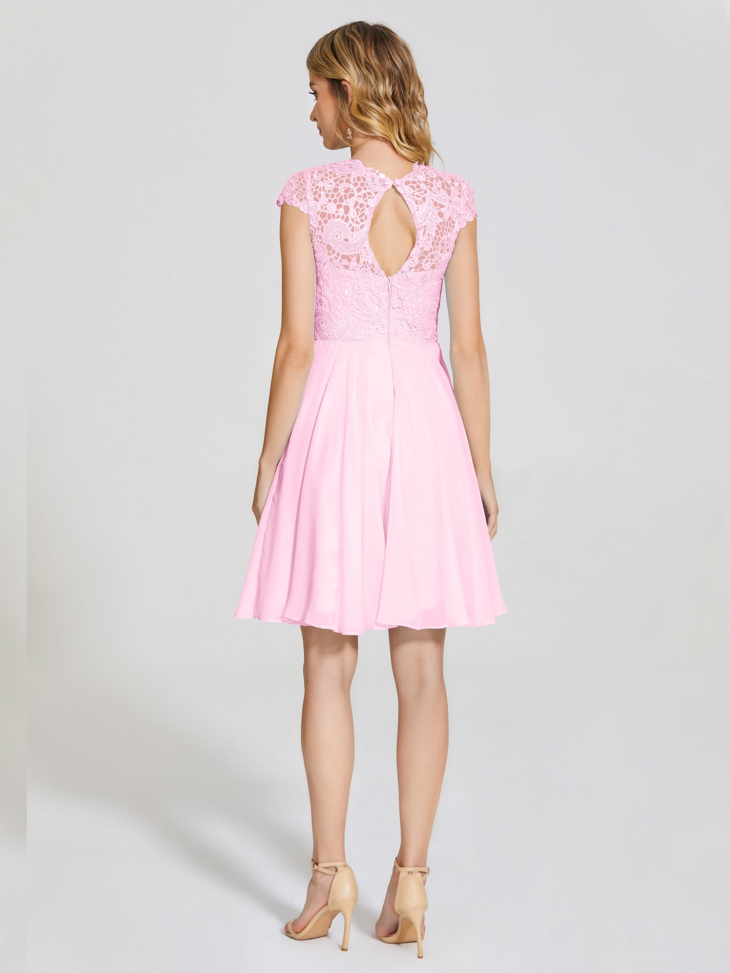 Alana Lace Cap Sleeves Short Bridesmaid Dress