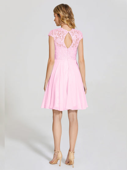 Alana Lace Cap Sleeves Short Bridesmaid Dress
