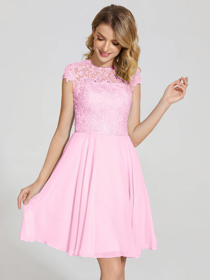 Alana Lace Cap Sleeves Short Bridesmaid Dress