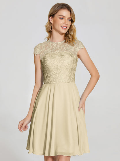 Alana Lace Cap Sleeves Short Bridesmaid Dress