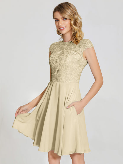 Alana Lace Cap Sleeves Short Bridesmaid Dress