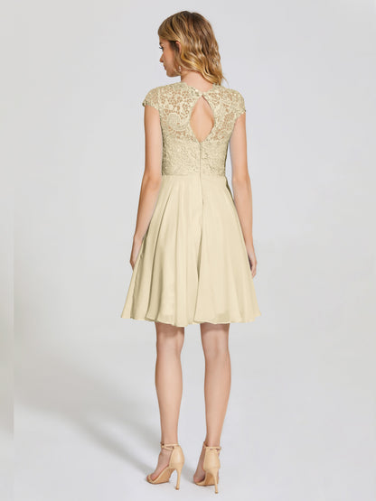 Alana Lace Cap Sleeves Short Bridesmaid Dress