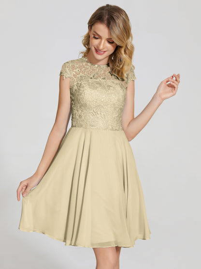 Alana Lace Cap Sleeves Short Bridesmaid Dress