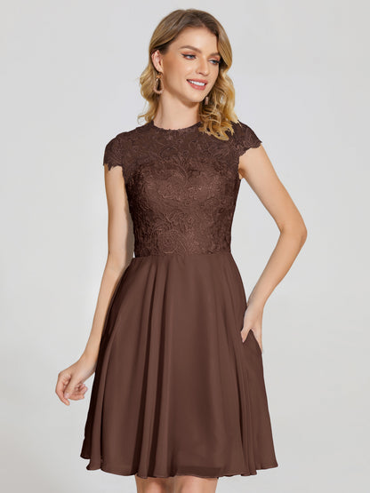 Alana Lace Cap Sleeves Short Bridesmaid Dress