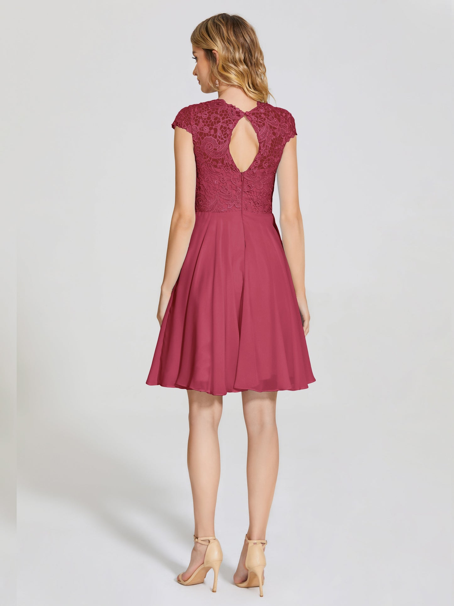 Alana Lace Cap Sleeves Short Bridesmaid Dress