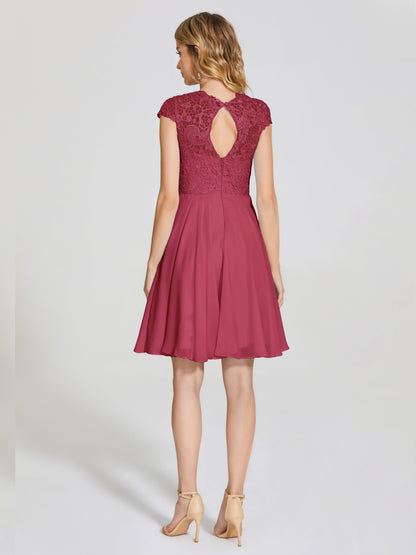 Alana Lace Cap Sleeves Short Bridesmaid Dress