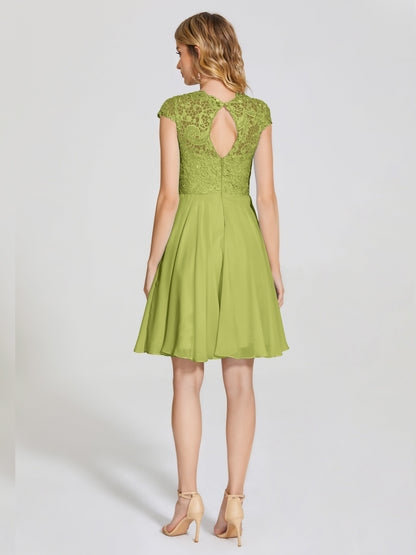 Alana Lace Cap Sleeves Short Bridesmaid Dress