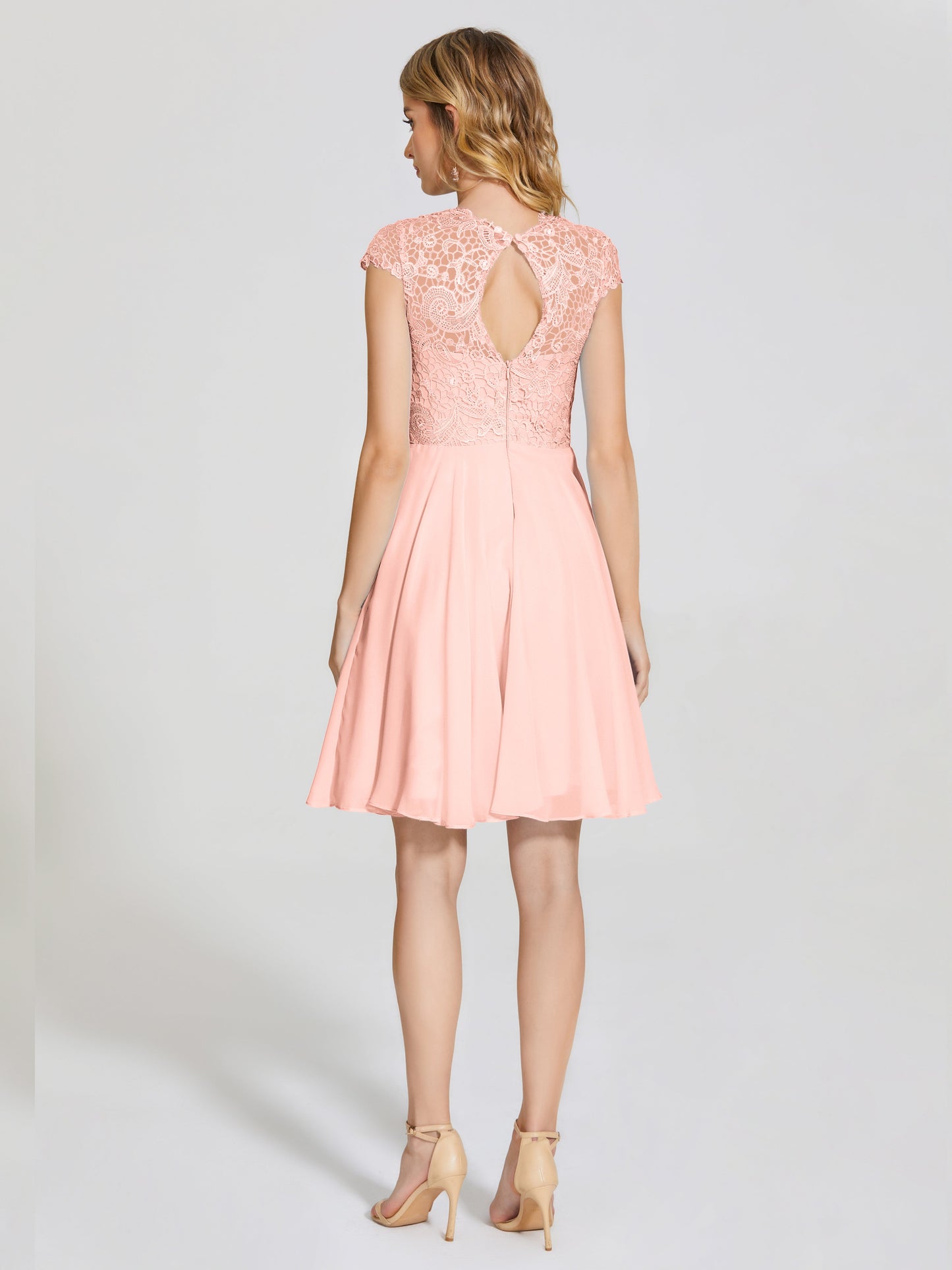 Alana Lace Cap Sleeves Short Bridesmaid Dress