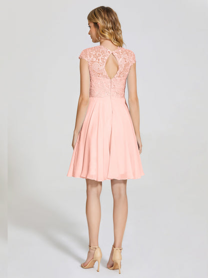 Alana Lace Cap Sleeves Short Bridesmaid Dress