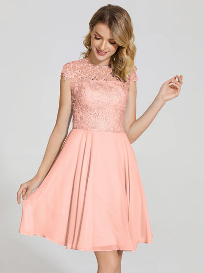 Alana Lace Cap Sleeves Short Bridesmaid Dress