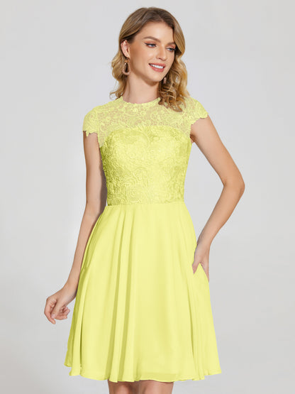 Alana Lace Cap Sleeves Short Bridesmaid Dress