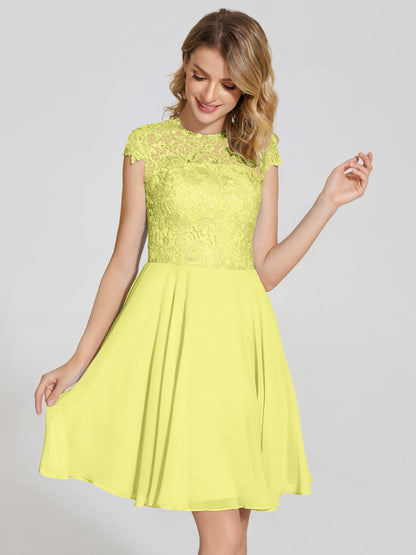 Alana Lace Cap Sleeves Short Bridesmaid Dress