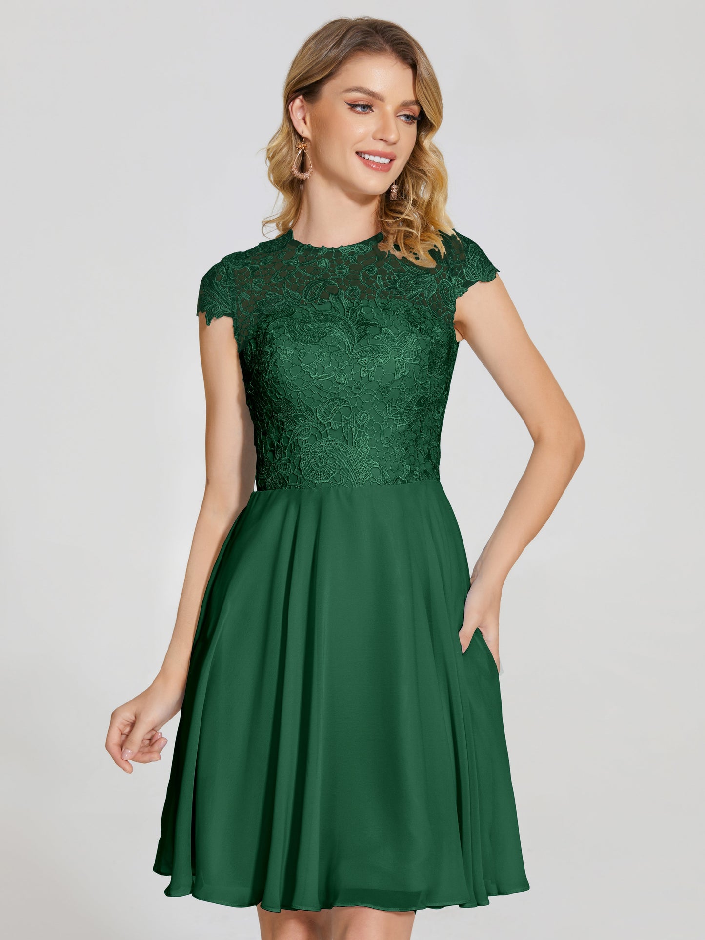 Alana Lace Cap Sleeves Short Bridesmaid Dress