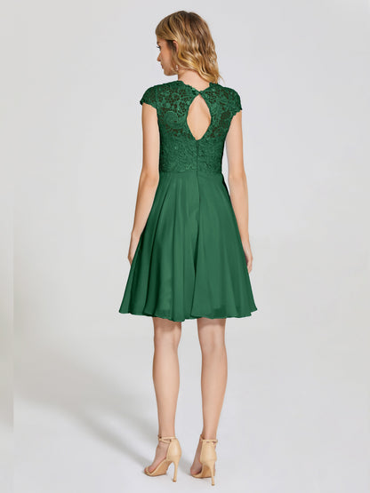 Alana Lace Cap Sleeves Short Bridesmaid Dress