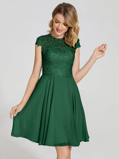 Alana Lace Cap Sleeves Short Bridesmaid Dress