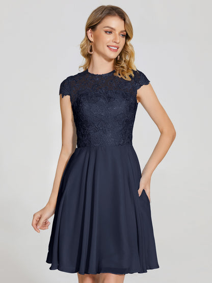 Alana Lace Cap Sleeves Short Bridesmaid Dress