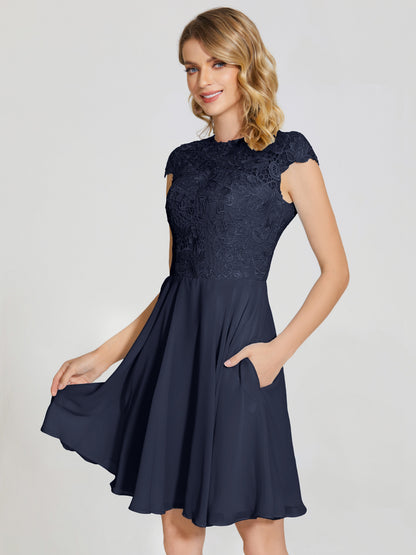 Alana Lace Cap Sleeves Short Bridesmaid Dress