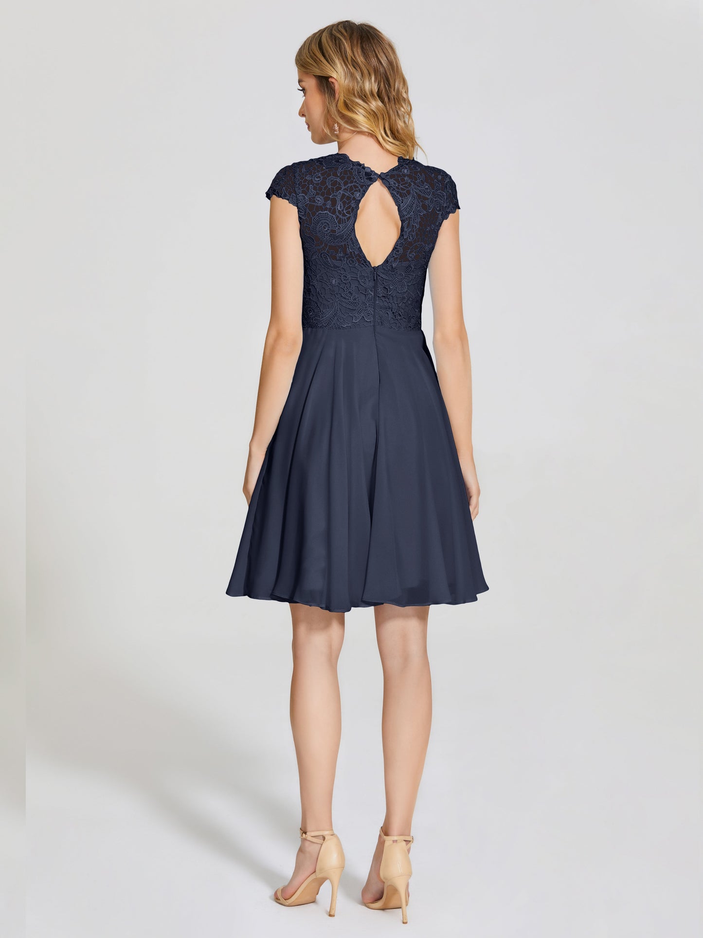 Alana Lace Cap Sleeves Short Bridesmaid Dress