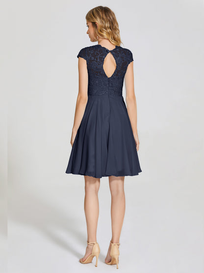 Alana Lace Cap Sleeves Short Bridesmaid Dress