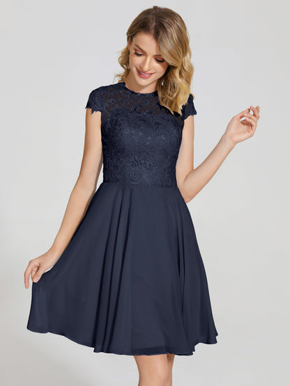 Alana Lace Cap Sleeves Short Bridesmaid Dress