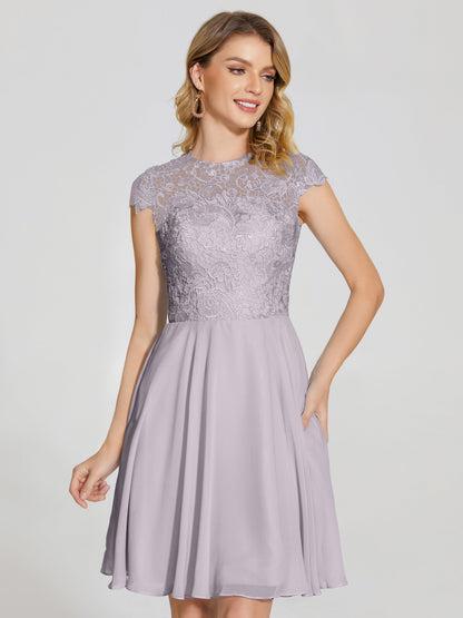 Alana Lace Cap Sleeves Short Bridesmaid Dress