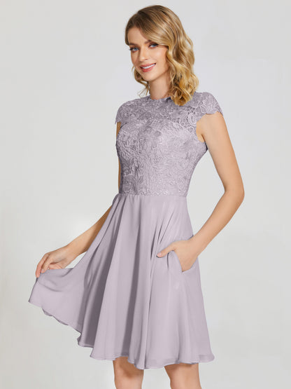 Alana Lace Cap Sleeves Short Bridesmaid Dress