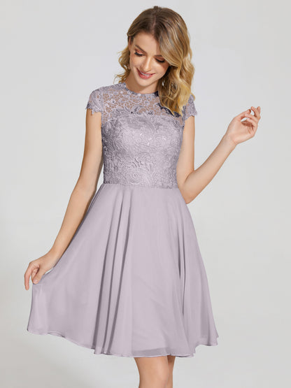 Alana Lace Cap Sleeves Short Bridesmaid Dress