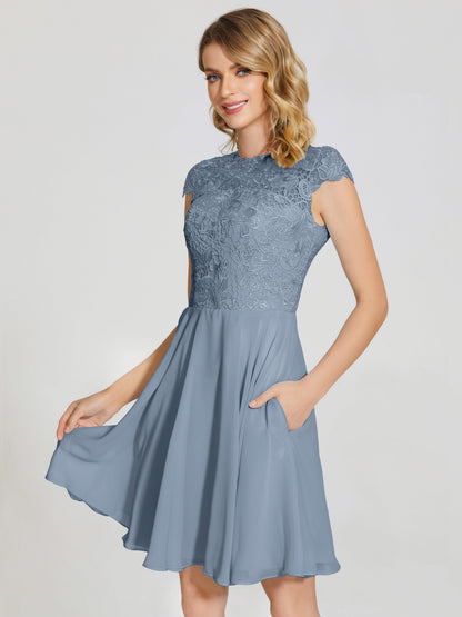 Alana Lace Cap Sleeves Short Bridesmaid Dress