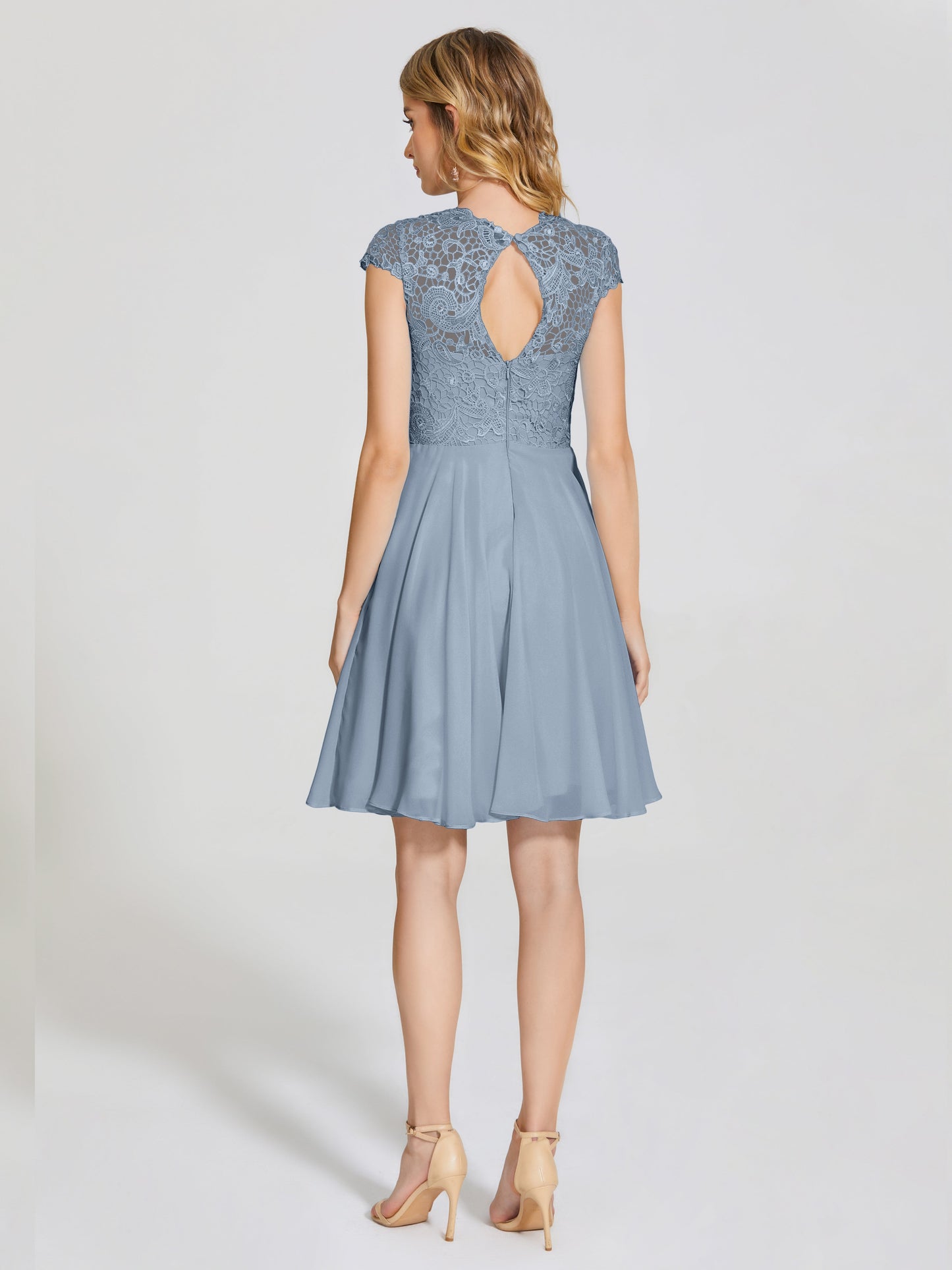 Alana Lace Cap Sleeves Short Bridesmaid Dress