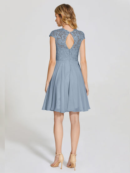 Alana Lace Cap Sleeves Short Bridesmaid Dress