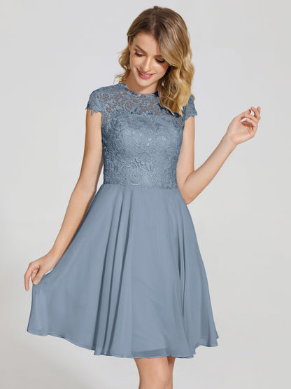 Alana Lace Cap Sleeves Short Bridesmaid Dress