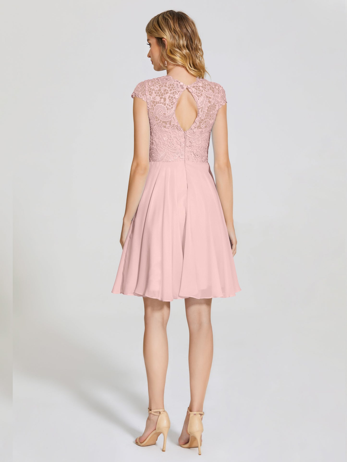 Alana Lace Cap Sleeves Short Bridesmaid Dress