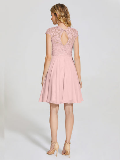 Alana Lace Cap Sleeves Short Bridesmaid Dress